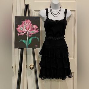 Flirty multi layered black lace mini skirt